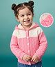 Babyhug Knit Full Sleeves Hooded Sweater With Cable Knit  Design - Pink & White