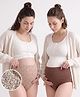 Bella Mama Women Cotton Elastane High Coverage Panty Set Leaf Print - Brown