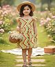 Cutiekins Cotton Woven Cap Sleeves Chevron Printed Dress - Mustard