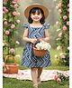 Cutiekins Cotton Woven Cap Sleeves Chevron Printed Dress - Navy Blue