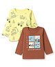 Doodle Poodle 100% Cotton Single Jersey Knit T-Shirts with Full Sleeves and Construction Vehicles Print Pack of 2 -Brown & Green