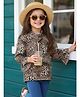 Cutiekins Woven Full Sleeves Leopard Printed Knot Detailed  Top - Brown