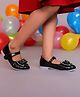 Freeplay Bow Applique Detailed Velcro Closure Mary Jane Ballerinas - Black