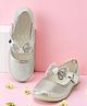 Freeplay Stones Embellished Bow Applique Detailed Ballerinas - Silver