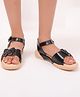 Freeplay Butterfly Applique Detailed Velcro Closure Sandals - Black