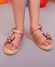 Freeplay Butterfly Applique Detailed Velcro Closure Sandals - Brown