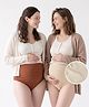 Bella Mama Women Cotton Elastane High Coverage Panty Set Polka Dot Print - Brown & Beige