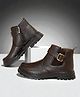 Freeplay Buckle Closure Textured Boots - Brown