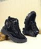 Freeplay Crown Embellished Lace Up Boots - Black
