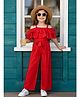 Cutiekins Woven Sleeveless Frills & Knot Detailed Jumpsuit - Red