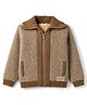 Yellow Apple Fleece lining Knit Full Sleeves Solid Colour Sweat Jacket - Brown