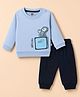 Mini Taurus Knit Full Sleeves T-Shirt & Pajama Night Suit with Speaker Print- Light Blue