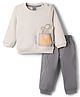 Mini Taurus Knit Full Sleeves T-Shirt & Pajama Night Suit with Speaker Print- Beige