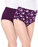 Bella Mama Women Cotton Elastane High Coverage Panty  Set Floral & Polka Dot Print - Wine