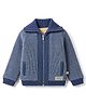 Yellow Apple Knit Full Sleeves Solid Colour Sweat Jacket - Blue