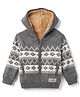 Yellow Apple Knit Full Sleeves Argyle Designed Hooded  Sweat Jacket - Light Grey