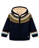 Yellow Apple Knit Hoodie with Full Sleeves and Fair Isle Pattern in Navy Blue for 2-3 Years
