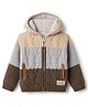 Yellow Apple Fleece lining Knit Full Sleeves Colour Block Hooded Jacket with Cable Knit Design- Brown