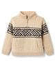 Yellow Apple Fleece lining Knit Full Sleeves Pullovers with Cable Knit Design - Cream