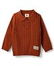 Yellow Apple Knit Full Sleeves Solid Winter T-Shirt With Cable Knit Design - Rust Orange
