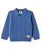 Yellow Apple Knit Full Sleeves Solid Colour Winter T-Shirt with Cable Knit Design - Blue