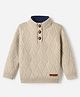 Yellow Apple Knit Pullovers with Full Sleeves and Cable Knit with Logo Patch - Cream