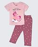 Nite Flite Cotton Knit Half Sleeves Unicorn Printed Tee & Pajama Night Suit - Light Pink