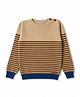 Yellow Apple Knit Full Sleeves T-Shirt with Striped Print - Beige