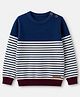 Yellow Apple Knit Winter T-Shirt with Full Sleeves and Striped Print - Blue