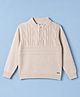 Yellow Apple Knit Full Sleeves Solid Colour Winter T-Shirts with  Cable Knit Design - Cream