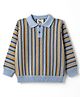 Yellow Apple Knit Full Sleeves Striped Winter T-Shirt - Sky