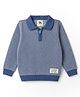 Yellow Apple Knit Full Sleeves Winter Solid Colour Polo T-Shirt - Blue