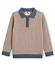 Yellow Apple Knit Winter T-Shirt with Full Sleeves and Cable Knit Texture in Beige for 12-18 Months