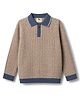 Yellow Apple Knit Winter T-Shirt  Full Sleeves With Cable Knit Texture - Beige