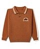 Yellow Apple Knit T-Shirts with Full Sleeves and Adventure Print in Rust Orange for 12-18 Months