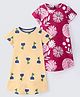 Nite Flite Cotton Knit Pack Of 2 Half Sleeves Floral Printed Night Dress - Peach & Pink