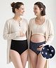 Bella Mama Women Cotton Elastane High Coverage Panty Set Polka Dot Print - Black