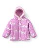Bonfino Woven Full Sleeves Hooded Padded Jacket with Unicorn Print - Mauve