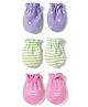 Babyhug 100% Cotton Interlock Knit Striped Mittens with Heart Print Pack of 3 - Purple & Pink