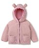 Bonfino Sherpa Fleece Quilted Hooded Jacket with Full Sleeves & Applique - Peach