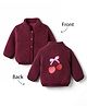 Bonfino Woven Full Sleeves Sherpa Fleece Quilted High Neck Jackets With Cherry Applique - Wine