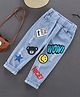 tior Denim Woven Smiley & Bear Printed Distressed Jeans - Sky Blue