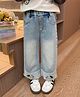 tior Denim Woven Cat Embroidred Washed Jeans - Blue