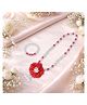 Daizy Floral Applique & Beads Detailed Jewellery Set - Red