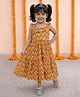 BownBee Cotton Woven Frill Sleeves Chevron Printed Tiered Dress - Orange