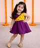 BownBee Cotton Woven Sleeveless Colour Blocked Fish Embroidered Lace Detailed Dress - Purple