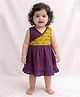 BownBee Cotton Woven Sleeveless Fish Embroidered Lace Embellished Dress - Purple