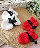 Woonie Knit Pack of 2 Pom Pom Embellished Mittens - White & Red