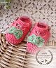 Woonie Bow Designed Crochet Booties - Peach