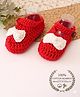 Woonie Bow Designed Crochet Booties - Red